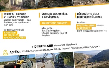 Carrière du Pouzin, prieuré clunisien du Xe siècle, chantier de fouilles archéologiques, activités enfants et biodiversité : le site varié du Pouzin